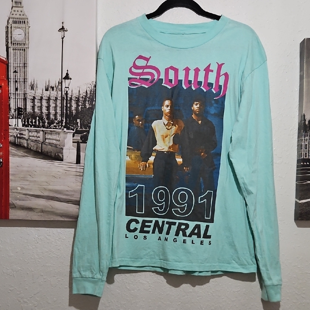 Mint Green Graphic Long Sleeve Shirt